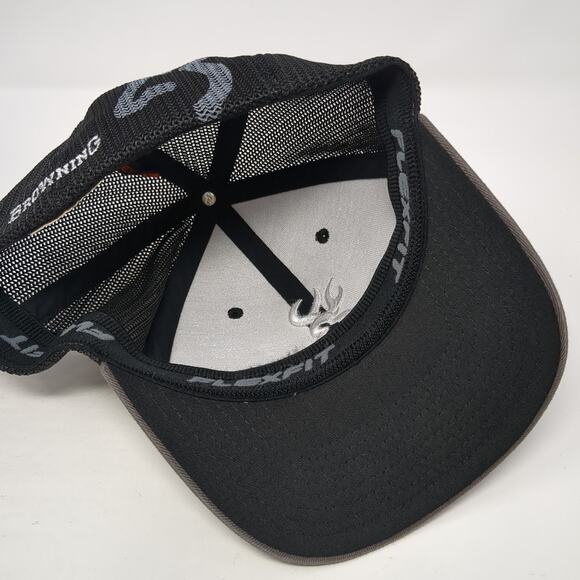 Browning Baseball Cap Gray Size XL Embroidered Mesh Back 6 Panel Flexfit - Picture 7 of 9